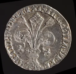 Awers dużego gwelfa z pchłą liści, wybity w 1376 roku (srebro) (rewers patrz 119192)